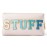 Y1tvei STUFF Makeup Bag Large - Preppy Patch Extra Large Stuff Varsity Letter Makeup Bag Sewn with Blue Letter PU Leather Waterproof Cosmetic Pouch Toiletry Zipper Organizer Gift for Women(Shell Gold)