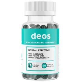 DEOS Internal Deodorant Supplement - Full Body Deodorizer for Gut Health, Skin Health, Detox & Digestion Support - Natural Odor Control Chlorophyll Pills | 30 Capsules