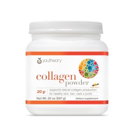 Youtheory Collagen Powder - with Amino Acids, Minerals, Vitamin C & B7 (Biotin) - Supports Healthy Bones, Muscles, Hair, Nails, Skin & Joints* - Hydrolyzed - Vanilla - 20 oz (21 Servings)