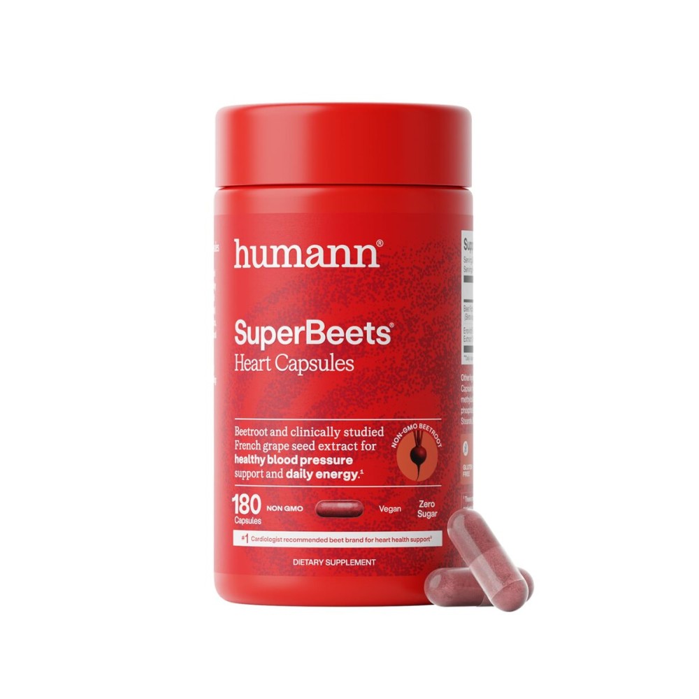 Humann SuperBeets Beet Root Capsules Quick Release 1000mg, Helps Support Nitric Oxide Production, Blood Pressure, Heart Health, Contains Non-GMO Beetroot Powder, Studied Antioxidants 180 Count