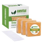 AMVital Turmeric Soap Bar for Face & Body - Handmade Natural Cleanser, Gentle Herbal Skincare for All Skin Types, Face Wash & Body Soap (Pack of 3)
