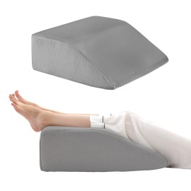 Bedluxe Leg Elevation Pillows, Leg Pillows for Sleeping, Cooling Gel Memory Foam Top, Wedge Pillow for Legs, Leg Wedges for Circulation, Swelling, After Surgery - Removable Cover (10 Inch, Grey)