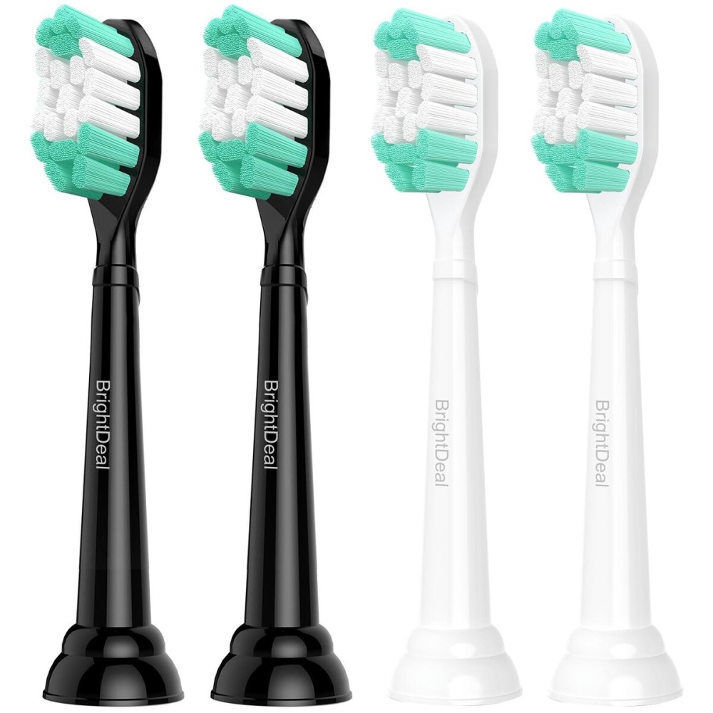 BrightDeal Replacement Toothbrush Heads for Philips Sonicare ProtectiveClean 4100 5100 6100 DailyClean DiamondClean EasyClean PowerUp Plaque Control C2 G2 HX6817/01 HX6857/11 White&Black, 4 Pack