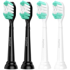 BrightDeal Replacement Toothbrush Heads for Philips Sonicare ProtectiveClean 4100 5100 6100 DailyClean DiamondClean EasyClean PowerUp Plaque Control C2 G2 HX6817/01 HX6857/11 White&Black, 4 Pack