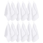 Ease Cubs 12 Pack Muslin Washcloths for Baby - 100% Cotton Baby Wash Cloths for or Baby Face Body Comfy and Soft for Newborn Infants Kids Girls and Boys - 12x12 - White
