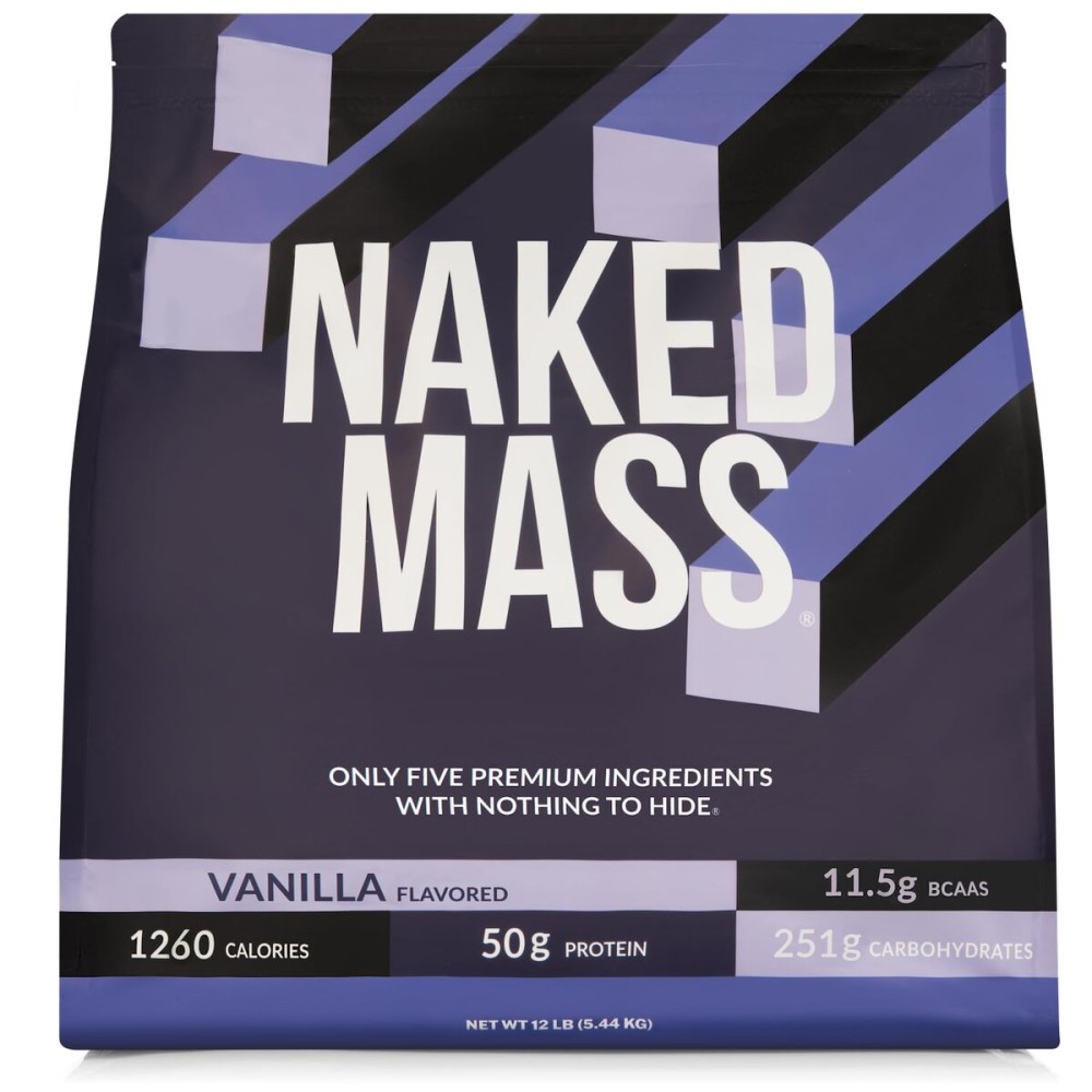 NAKED Vanilla Mass - All Natural Vanilla Weight Gainer Protein Powder - 12LB Bulk, GMO Free, Gluten Free & Soy Free, No Artificial Ingredients - 1,260 Calories - 17 Servings