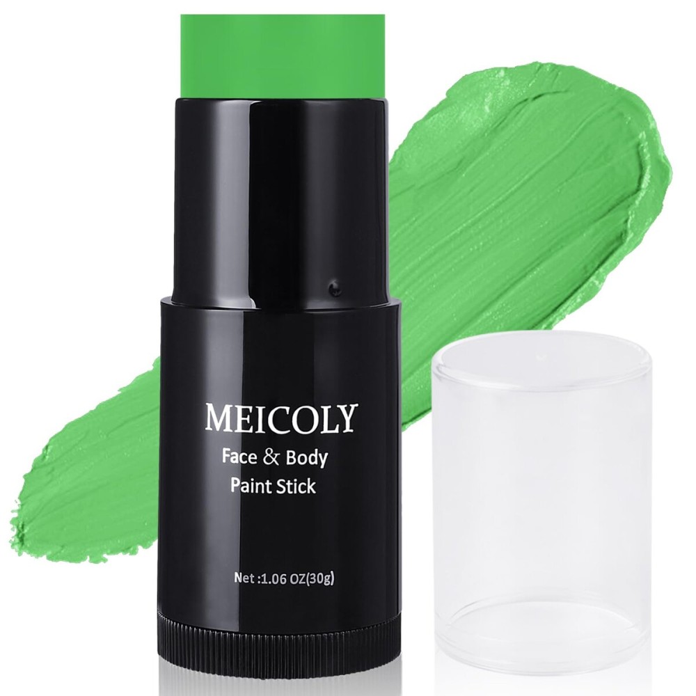 MEICOLY Lime Green Face Body Paint Stick,Christmas Stocking Stuffers,Elphaba Green Face Paint,Body Paint for Halloween SFX Cosplay Witch Makeup,Hunting Camo Paint,St Patricks Day Accessories