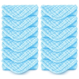 Spotted Play Muslin Burp Cloths 100% Cotton Large 20\'\'x10\'\' Extra Soft and Absorbent Baby Wash Cloths Spit Up Rags - Baby Burping Cloth for Boys Girls Items(12 Pack Aquamarine)