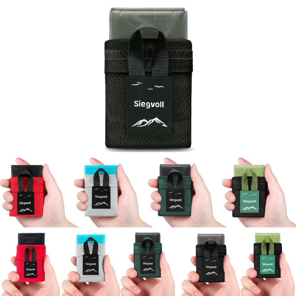 Siegvoll Pocket Picnic Blanket for 1-2 Persons, 43.3x55.12(2.54oz) Super Light Compact Beach Blanket, SandProof Waterproof Portable Beach Picnic Mat for Outdoor Hiking Camping Travel Festival (Gray)