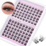 Geeneiya Natural Lash Clusters D Curl Eyelash Clusters 12+14MM Wispy Cluster Eyelash Extensions Short Individual Lashes Extension for Beginners, Soft Thin Band