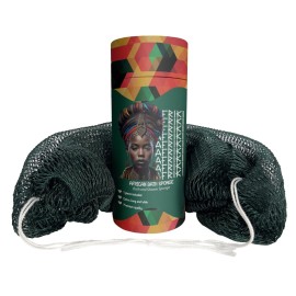 AFRIKI African Net Sponge - Exfoliating Body Scrubber, Black Owned & Rooted in Africa, All Skin Types | 45 in Long (Forest Green)