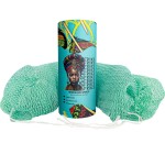 AFRIKI African Net Sponge - Exfoliating Body Scrubber, Black Owned & Rooted in Africa, All Skin Types | 45 in Long (Seafoam)