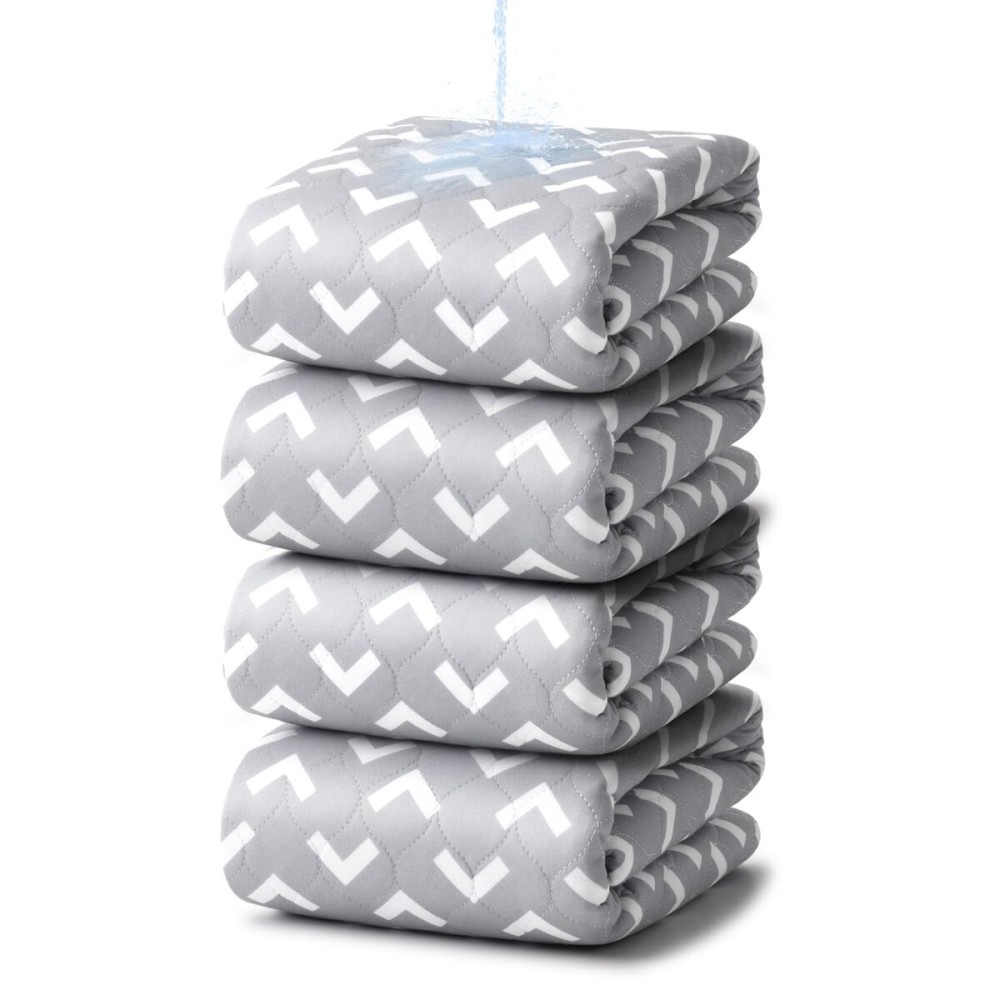 Non-Slip Bed Pads for Incontinence Washable (34 x 36|4 Pack), Waterproof Bed Pads, Bed Wetting Pads for Bed, Sofa, Floor, Resuable Underpads for Adults, Seniors, Pet