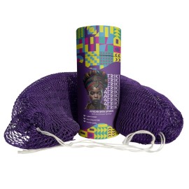 AFRIKI African Net Sponge - Exfoliating Body Scrubber, Black Owned & Rooted in Africa, All Skin Types | 45 in Long (Dark Purple)