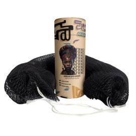 AFRIKI African Net Sponge - Exfoliating Body Scrubber, Black Owned & Rooted in Africa, All Skin Types | 45 in Long (Black)