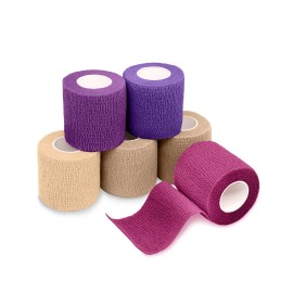 FriCARE Self Adhesive Bandage Wrap, Medical Tape in First Aid Kit, Cohesive Bandages for Wounds Sport Vet, 2 Inches X 5 Yards 6 Rolls, Elegant
