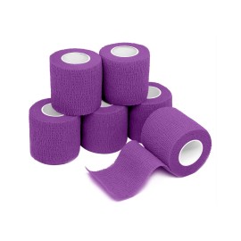 FriCARE Self Adhesive Bandage Wrap, Medical Tape in First Aid Kit, Cohesive Bandages for Wounds Sport Vet, 2 Inches X 5 Yards 6 Rolls, Purple