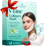 PLANTIFIQUE V-Line Collagen Mask for face 20 PCS | Chin Strap for Women & Men | V Line Lifting Mask with Collagen and Hyaluronic Acid V Shape Face Tape Chin | Skin Firming