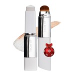 ELROEL BLANC Cover Cream Stick V - Korean Color-Changing Foundation with Detachable Brush - Full to Medium Coverage Base Makeup (201 Light, 0.45 oz)