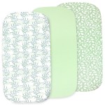 3-Pack Bedside Sleeper Bassinet Sheets | GOTS Certified Organic Jersey Cotton, Ultra Soft & Breathable | 33x20x4 Fitted Sheets for Baby Bassinet Mattress | Universal Fit for 17-21 x 29-33 Pads