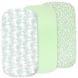 3-Pack Bedside Sleeper Bassinet Sheets | GOTS Certified Organic Jersey Cotton, Ultra Soft & Breathable | 33x20x4 Fitted Sheets for Baby Bassinet Mattress | Universal Fit for 17-21 x 29-33 Pads