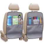 EcoNour 2-Pack Back of Seat Protector for Kids Feet | Grey Oxford Fabric Car Kick Mats with 2 Pocket Organizer | Seat Protector for Vehicles from Dirt, Mud & Scratches | Car Accessories