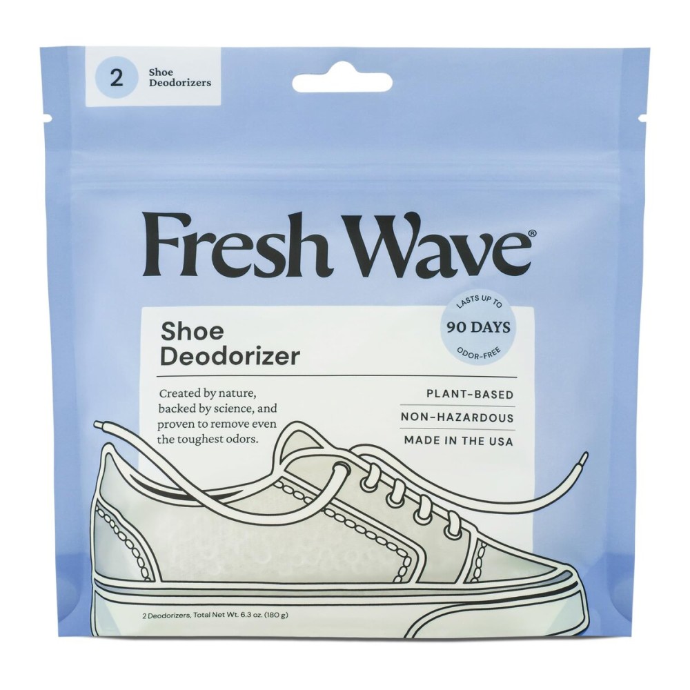 Fresh Wave Shoe Deodorizer, 1 Pack (2 Count) - Natural & Safe Shoe Freshener for All Types of Shoes, Long-Lasting and Reusable, Odor Eliminator for Strong Odor, Easy-to-Use Shoe Smell Remover