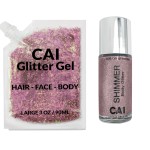 Face, Body & Hair Glitter Gel - Halloween Glitter for Kids and Women - 3 Oz Cosmetic-Grade Gel w/Moon & Stars for Festivals & Halloween Party, Easy Apply & Wash Off - Rose/Stardust Pink 2Pack