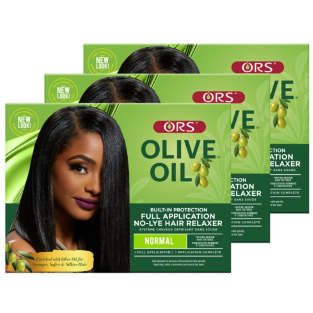 ORS Olive Oil Built-In Protection Full Application No-Lye Hair Relaxer Normal Strength (Pack of 3)