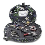 Lay-n-Go Cosmo Drawstring Cosmetic & Makeup Bag Organizer - Portable Drawstring Makeup Bag w/Zipper Pocket, Makeup Loops & More - Durable, Machine Washable Toiletry Bag (20, Floral Large)