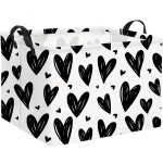 HIYAGON Rectangular Gift Basket Kids Baby Storage Bin Toy Organizer Box for Girls Love Room Decor(Black Light Heart)