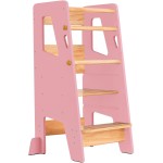 OCODILE Toddler Standing Tower - Adjustable Height Toddler Kitchen Stool Helper - Ideal Kids Kitchen Step Stool for Learning New Skills - Updated Design with Safety Feet - Pink