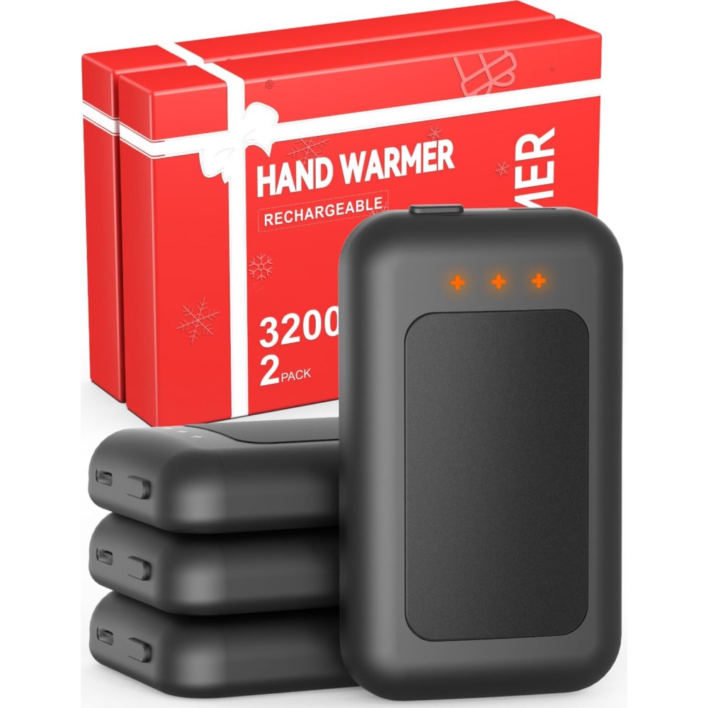 Jerritte Electric Hand Warmers Rechargeable 4 Pack, Rechargeable Hand Warmer, 16 Hrs Portable Hand Warmer for Outdoor Camping Hunting Golf Accessories, Gifts for Women Men Black