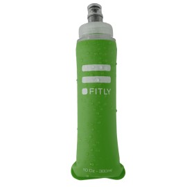 FITLY Soft Flask - (300 ml) - Shrink As You Drink Pocket Soft Water Bottle for Hydration Pack/Running Vest - Folding Water Bottle for Running, Hiking, Cycling - Ski Water Bottles - Forest Green