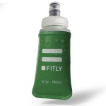 FITLY Soft Flask - 5 oz (150 ml) - Shrink As You Drink Pocket Soft Water Bottle for Hydration Pack/Running Vest - Folding Water Bottle for Running, Hiking, Cycling - Ski Water Bottles - Forest Green