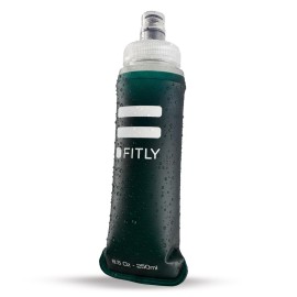 FITLY Soft Flask - 8.5 oz (250 ml) - Shrink As You Drink Pocket Soft Water Bottle for Hydration Pack/Running Vest - Folding Water Bottle for Running, Hiking, Cycling - Ski Water Bottles - Petrol Blue