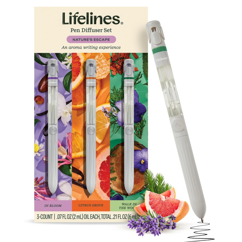 Lifelines Pen Diffuser, Herbal Garden - 1mm Black Ballpoint Pen with Scented Essential Oil Blends - Aromatherapy Diffuser & Sensory Immersion Diffuse Aroma As You Write