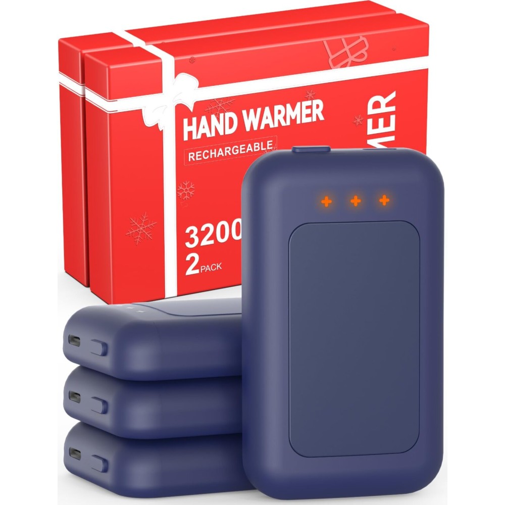 Jerritte Electric Hand Warmers Rechargeable 4 Pack, Rechargeable Hand Warmer, 16 Hrs Portable Hand Warmer for Outdoor Camping Hunting Golf Accessories, Gifts for Women Men Blue