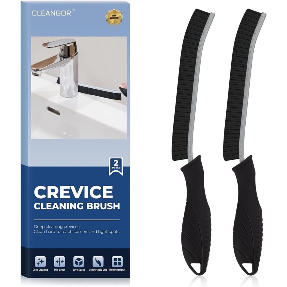 CLEANGOR Crevice Cleaning Brushes, Cleaner Scrub Brush Tool for Hard to Reach Tight Space, Home Essentials, Cleaning Supplies for Shower, Bathroom, Kitchen, Toilet, Window
