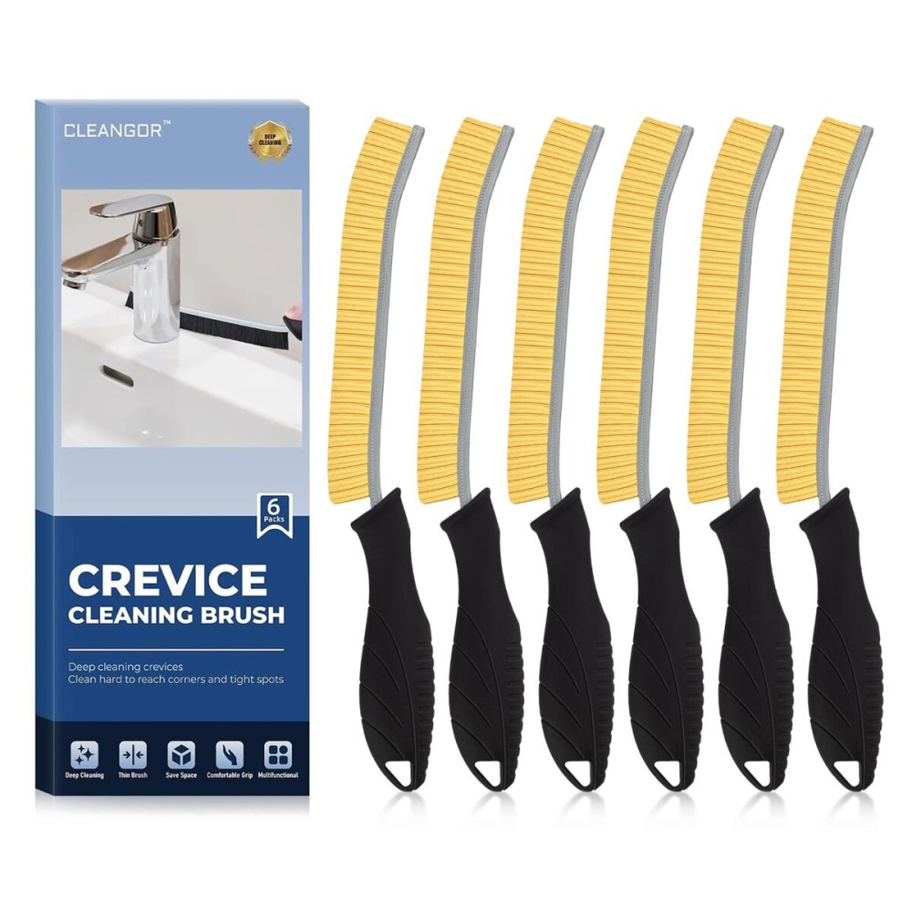 CLEANGOR Crevice Cleaning Brushes, Cleaner Scrub Brush Tool for Hard to Reach Tight Space, Home Essentials, Cleaning Supplies for Shower, Bathroom, Kitchen, Toilet, Window