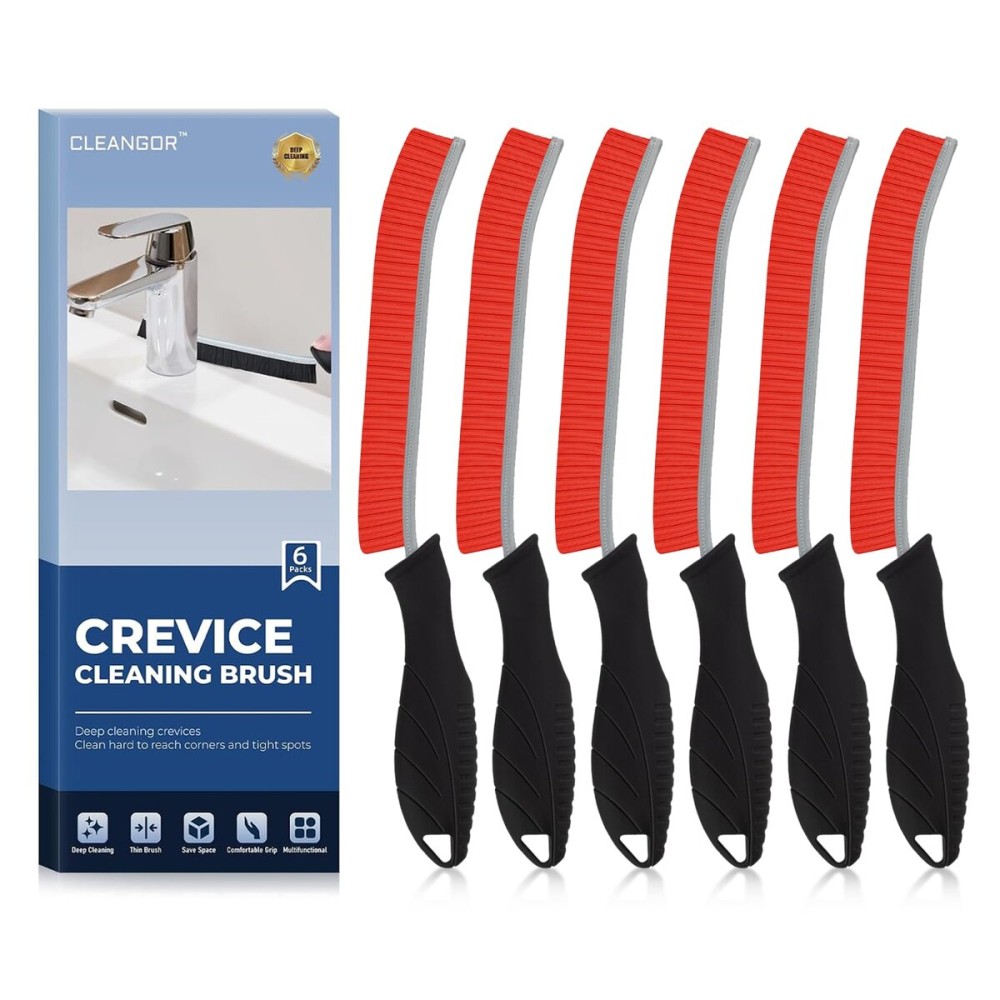 CLEANGOR Crevice Cleaning Brushes, Cleaner Scrub Brush Tool for Hard to Reach Tight Space, Home Essentials, Cleaning Supplies for Shower, Bathroom, Kitchen, Toilet, Window