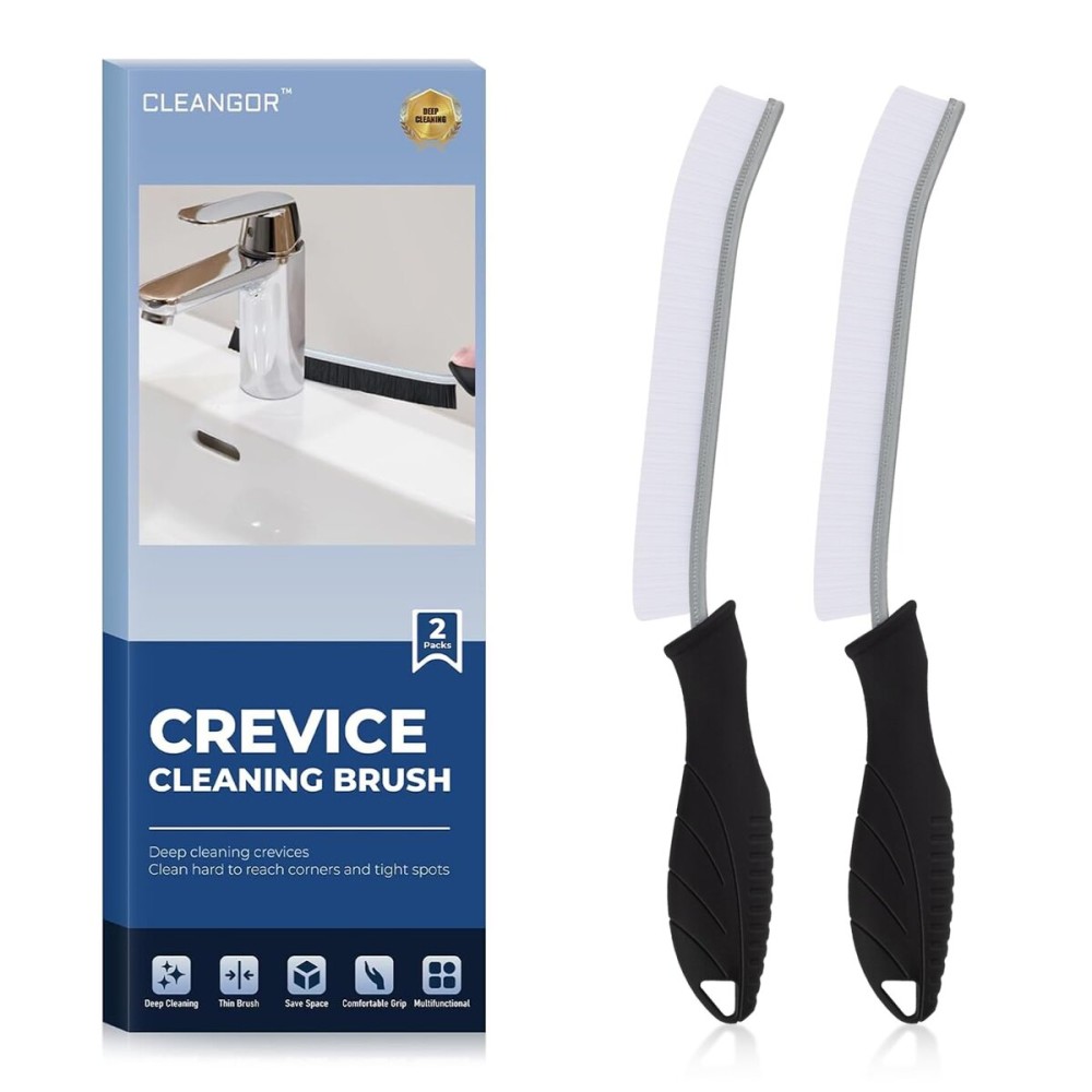 CLEANGOR Crevice Cleaning Brushes, Cleaner Scrub Brush Tool for Hard to Reach Tight Space, Home Essentials, Cleaning Supplies for Shower, Bathroom, Kitchen, Toilet, Window