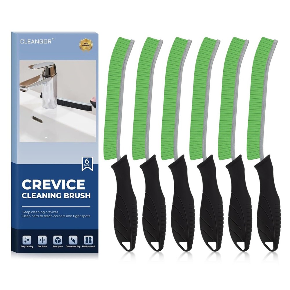 CLEANGOR Crevice Cleaning Brushes, Cleaner Scrub Brush Tool for Hard to Reach Tight Space, Home Essentials, Cleaning Supplies for Shower, Bathroom, Kitchen, Toilet, Window