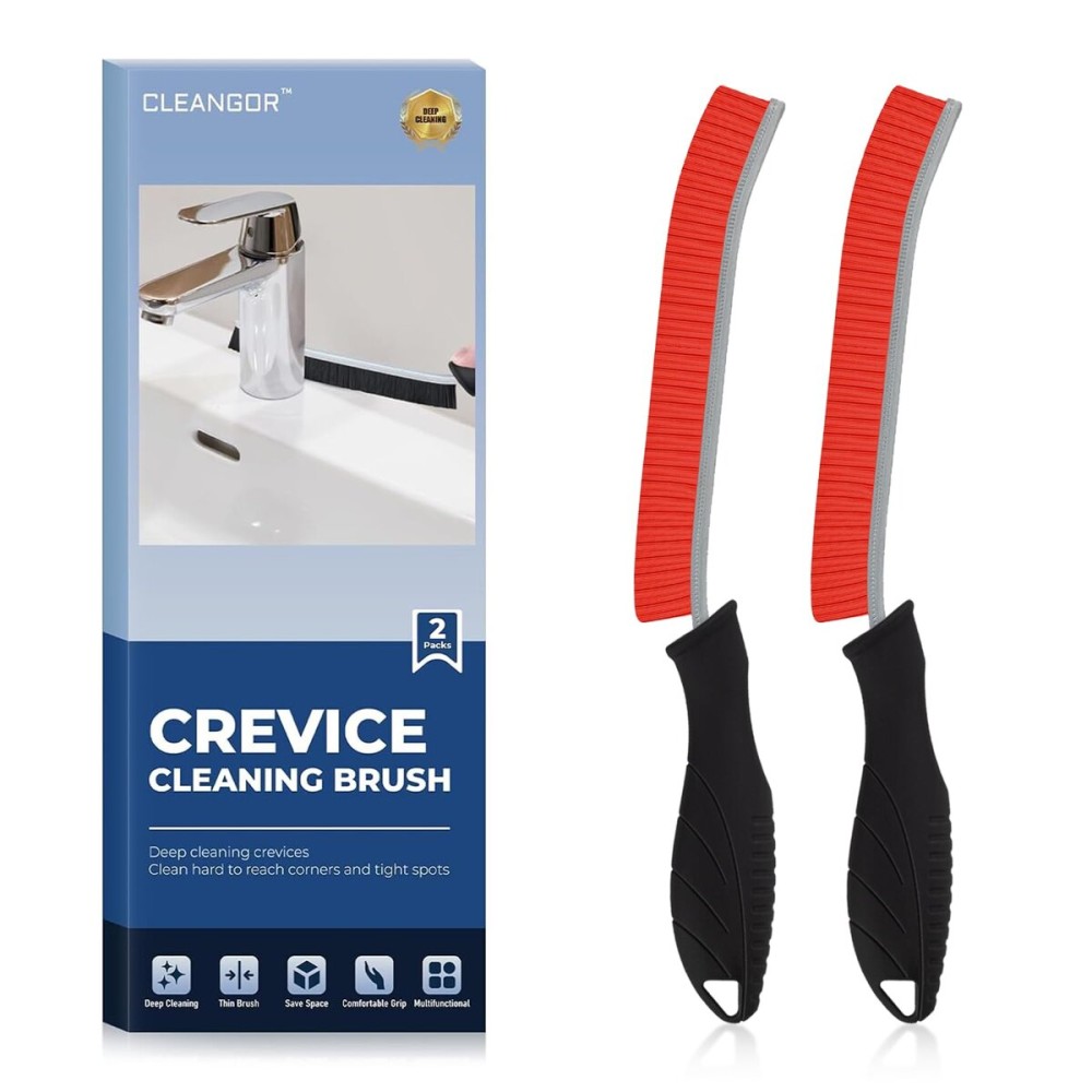 CLEANGOR Crevice Cleaning Brushes, Cleaner Scrub Brush Tool for Hard to Reach Tight Space, Home Essentials, Cleaning Supplies for Shower, Bathroom, Kitchen, Toilet, Window