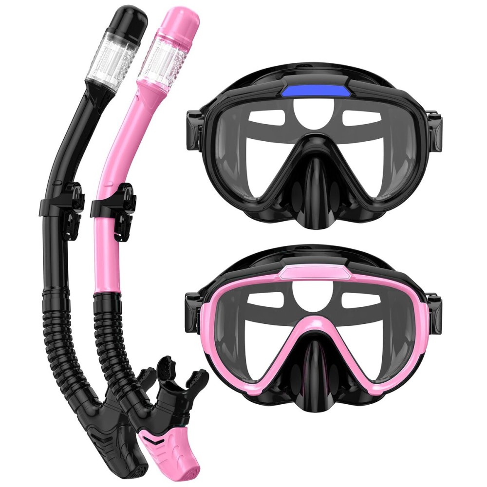 Seovediary Snorkeling Gear for Adults Anti-Fog Panoramic View Snorkel Mask Set Dry Top Snorkel Kit with Carry Bag for Snorkeling Scuba Diving Swimming Travel