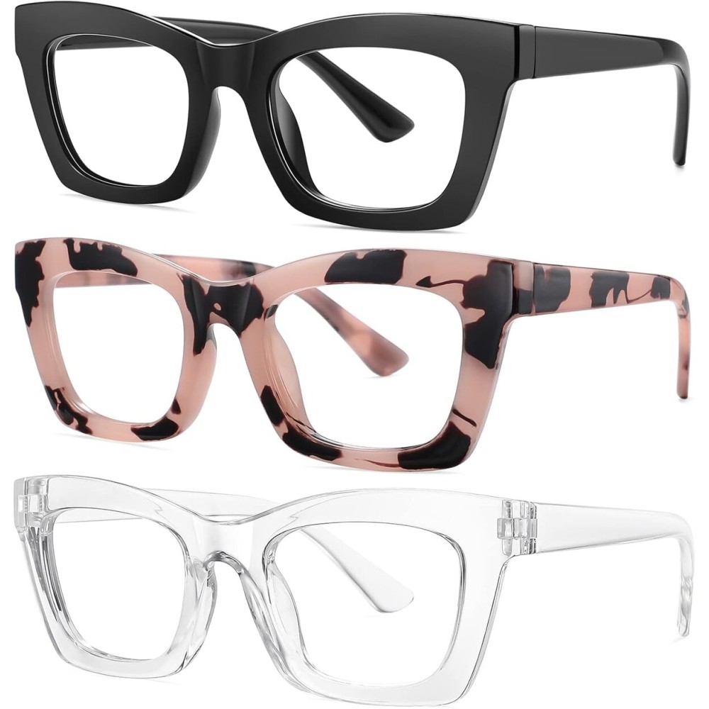 Okany Blue Light Blocking Glasses for Women Men Fashion Computer Screen Gaming TV Phones Anti Eyestrain & UV Glare Glasses 3 Pack