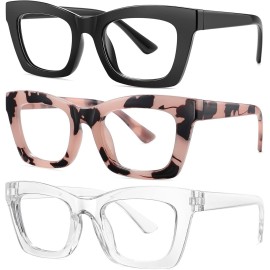 Okany Blue Light Blocking Glasses for Women Men Fashion Computer Screen Gaming TV Phones Anti Eyestrain & UV Glare Glasses 3 Pack