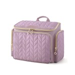 BAGSMART Travel Toiletry Bag, Large Wide-open Travel Bag for Toiletries, Makeup Cosmetic Travel Bag with Handle-Purple