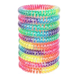 JessLab Spiral Hair Ties for Women, 10-Pack Traceless No-Damage Ponytail Holders, Coils Hair Bands for Girls, Assorted Colors