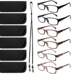 VIDEBLA Computer Reading Glasses Men and Women Anti Eyestrain Blue Light Blocking Glasses for Reading (2 Black 4 Tortoise, 1.75, x)